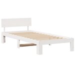 vidaXL Cadre de lit avec tête de lit blanche 90x200 cm Bois de pin massif