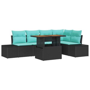 vidaXL Ensemble de canapé de jardin 6 Pièces Noir Poly rotin