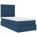 vidaXL Lit de rangement LED avec matelas Bleu 90 x 200 cm Tissu