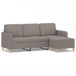 vidaXL Canapé à 3 places avec repose-pieds Taupe 180 cm Tissu