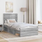 vidaXL Cadre de lit Gris Sonoma 75 x 190 cm Pin massif