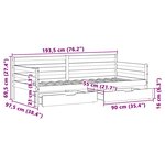 vidaXL Lit de jour et tiroirs sans matelas blanc 90x190 cm bois massif