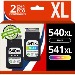 PG540 / CL541 XL - Pack 2 cartouches Canon 540/541 compatibles Pixma MG3650 MG3550 - sans niveau