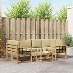vidaXL Ensemble de canapés d'extérieur 7 Pièces Blanc et Beige