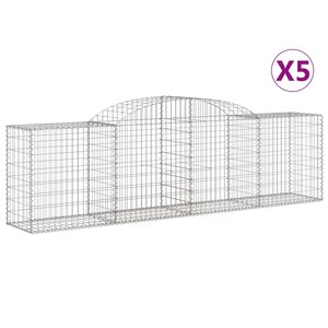 vidaXL Paniers à gabions arqués 5 Pièces 300x50x80/100 cm fer galvanisé