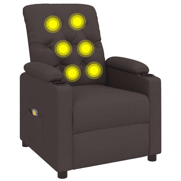 vidaXL Fauteuil de massage Marron foncé Tissu