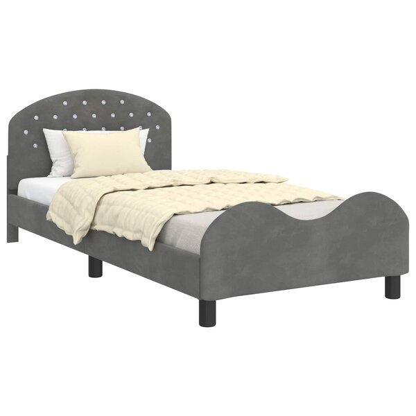 vidaXL Cadre de lit pour enfants avec tête de lit Gris foncé Velours
