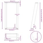vidaXL Pieds de table console en U  2 pièces  noir  28 x (72-73) cm  acier