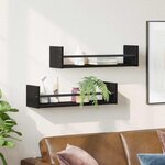 vidaXL Étagère Murale avec étagère 2 Pièces Chêne noir 60 x 16 x 14 cm