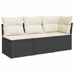 vidaXL Canapé de jardin avec coussins 3 places noir résine tressée