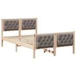 vidaXL Cadre de lit avec tête de lit Taupe 135 x 190 cm Pin massif