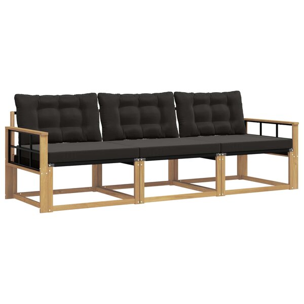 vidaXL Ensemble de canapés d'extérieur 3 pc Blanc et noir