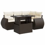 vidaXL Salon de jardin avec coussins 5 Pièces marron résine tressée
