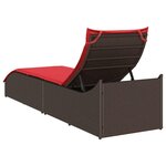 vidaXL Chaise longue pliante coussin rangement marron résine tressée