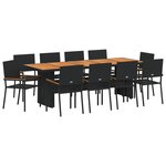 Ensemble de salle à manger de jardin 11 pièces vidaXL en poly rotin noir