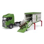 Bruder 03548 - Camion de transport d'animaux Scania Super 560R avec 1 bœuf