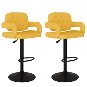 vidaXL Tabourets de bar lot de 2 jaune moutarde tissu