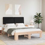 vidaXL Cadre de lit avec tête de lit rembourrée Noir 140 x 190 cm