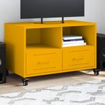 vidaXL Meuble TV jaune moutarde 68x39x43 5 cm acier