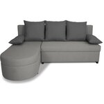 Canapé d'angle convertible réversible 3 places JEN - Tissu Gris - 196 x 88 x 159 cm
