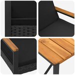 vidaXL Ensemble de meubles d'extérieur 3 Pièces Noir polyrotin