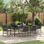 vidaXL ensemble de jardin de 7 pièces avec coussins gris en poly rattan