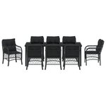 vidaXL Ensemble de salle à manger de jardin 9 pièces avec coussins Noir Poly Rattan