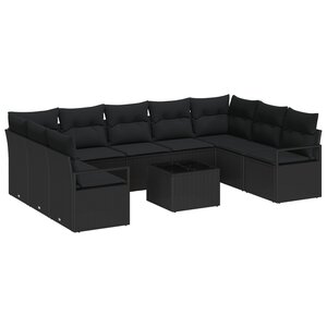 Ensemble de Canapés de Jardin vidaXL de 10 Pièces avec Coussins Beige Poly Rattan