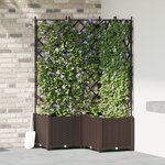 vidaXL Jardinière de Jardin avec Treillis 3 Pièces Brun 80x80x143 cm