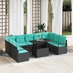 vidaXL Ensemble de canapé de jardin 10 Pièces Noir et Bleu Poly rotin