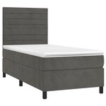 vidaXL Sommier à lattes de lit matelas LED Gris foncé 90x190cm Velours