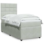 vidaXL Sommier à lattes de lit et matelas Gris clair 100x200cm Velours