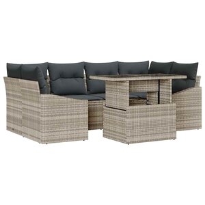 vidaXL Ensemble de canapé de jardin avec coussin 7 Pièces Gris clair