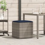 vidaXL Coffre de rangement Gris et bleu marine Coussins en ratán et en tissu