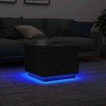 vidaXL Table basse avec lumières LED chêne noir 50x50x40 cm
