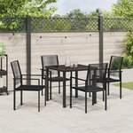 vidaXL Ensemble de salle à manger de jardin 5 pièces Noir PVC rotin