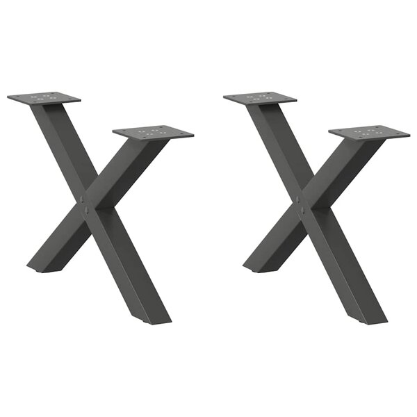 vidaXL Pieds de table basse en forme de X 2 pièces Anthracite 60 x (30-31) cm Acier