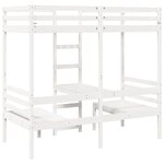 vidaXL Lit mezzanine avec bureau et chaises blanc 90x200 cm pin massif