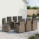 vidaXL Ensemble de repas extérieur 9 pc Gris clair et gris foncé