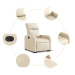 vidaXL Fauteuil inclinable électrique crème tissu