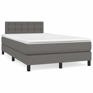 vidaXL Sommier à lattes de lit avec matelas Gris 120x200 cm Similicuir