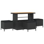 Ensemble de canapé de jardin 14 pièces avec coussins noir poly rotin