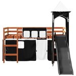 vidaXL Lit mezzanine enfants avec tour blanc/noir 80x200cm pin massif