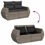 vidaXL Salon de jardin 9 Pièces avec coussins gris résine tressée