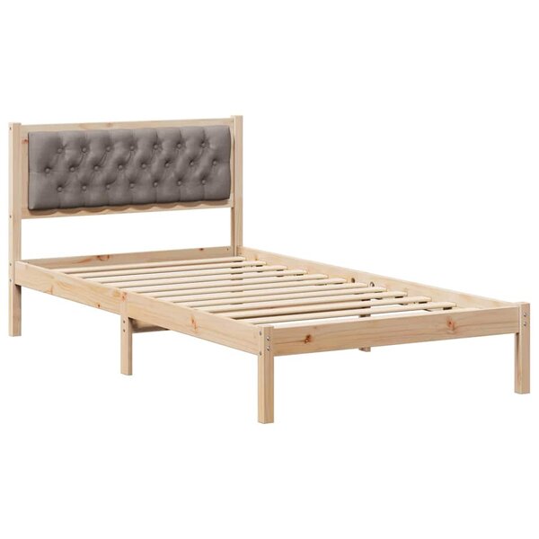 vidaXL Cadre de lit avec tête de lit Taupe 100 x 200 cm Pin massif