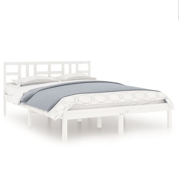 vidaXL Cadre de lit Blanc Bois massif 150x200 cm Très grand