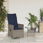 vidaXL Chaise de jardin inclinable avec coussins en résine tressée grise