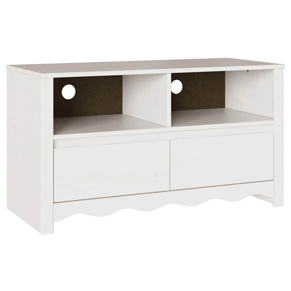 vidaXL Meuble TV Drammen Blanc 99 x 43 x 55 cm Bois de pin massif