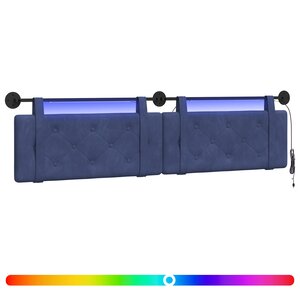 vidaXL Tête de lit suspendue Avec lumière LED Bleu police Velours