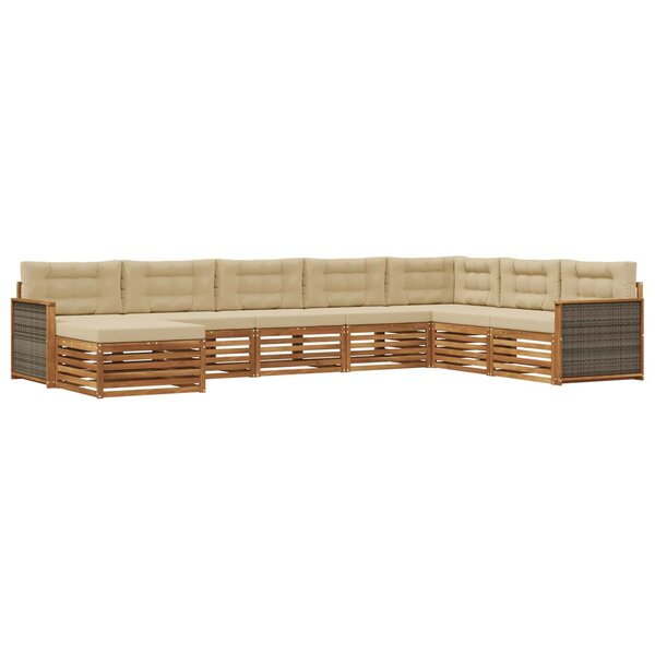 vidaXL Ensemble de canapés d'extérieur 8 pc Naturel et Beige